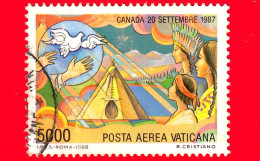 VATICANO - Usato - 1988 - Viaggi Di Giovanni Paolo II Nel 1987 - POSTA AEREA - Canada  - 5000 - Poste Aérienne