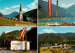 73855163 Weissensee Kaernten AT Kirche Panorama Bergbahn Talstation Bruecke  - Weissensee