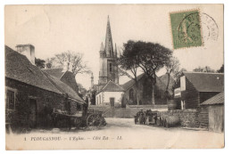 CPA 29 - PLOUGASNOU (Finistère) - 1. L'Eglise. Côté Est - LL (petite Animation, Attelage, Tonneaux) - Plougasnou