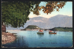 Cartolina Tremezzo, Lago Di Como, Uferpartie Mit Blick Auf Die Boote  - Como