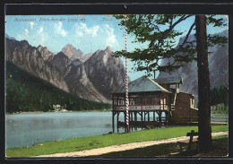 Cartolina Toblach, Restaurant Toblacher-See, Seepartie Und Gipfelpanorama  - Autres & Non Classés