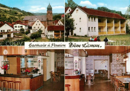 73855037 Heimbuchenthal Gasthaus Pension Zum Lamm Gastraum Ortsansicht Mit Kirch - Other & Unclassified