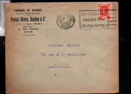 OBLITERATION MECANIQUE TELEGRAMMES URGENT DE LYON 1936 - Maschinenstempel (Sonstige)