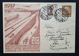 Privat-Ganzsache 1937, Frankfurter Briefmarken Vereine Gelaufen Zusatzfrankatur - Private Postal Stationery