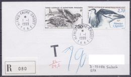 TAAF - Crozet - Env. Recommandée Affr. N°176 + N°236 Oblit 1e Jour Alfred Faure 1-1-1999 - Storia Postale