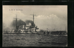 AK Kriegsschiff SMS Westfalen Unter Volllast  - Guerre