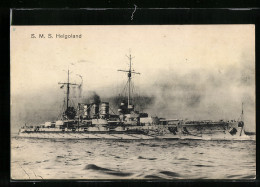 AK S.M.S. Helgoland, Das Kriegsschiff Auf Hoher See Gesehen  - Guerra