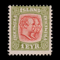 ICELAND.1907-8.Kings Christian IX-Frederik VIII.1e .Scott.71.MNG. - Nuevos