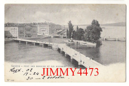 GENEVE En 1924 - Pont Des Bergues Et île Rousseau ( Pont Bien Animé ) N°122 - Ed. A La Dégringolade Grand Bazar Genève - Genève