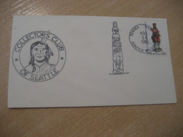 SEATTLE 1986 Collectors Club Seapex American Indians Indian Cancel Cover USA Indigenous Native History - American Indians