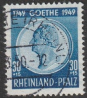 Franz. Zone- Rheinland-Pfalz: 1949, Mi. Nr. 48, 200. Geburtstag Von Goethe, 30+15 Pfg. AngelikaFacius. Gestpl./used - Rheinland-Pfalz