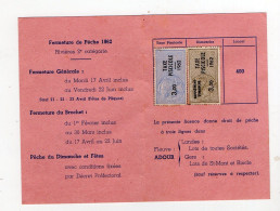 Aire Sur L'Adour (40)  Permis De Pêche  1952 Avec 2 Timbres Fiscaux  Taxe Piscicole (PPP47228) - Storia Postale