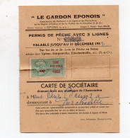 Epône (78)   Permis De Pêche  1952  Avec1 Timbre  Fiscal  Taxe Piscicole (PPP47227) - Brieven En Documenten