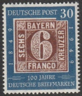 BRD: 1949, Mi. Nr. 115, 100 Jahre Deutsche Briefmarken, 30 Pfg. Bayern MiNr 4.  **/MNH - Neufs