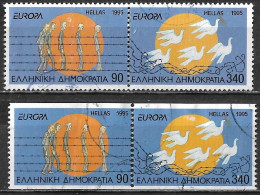 GREECE 1995 Europe CEPT Marginal Used Perforated 2  + 4 Sides Both Set Vl. 1925 / 1926 + A - Gebruikt