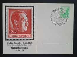 Privat Ganzsache 1938, Freital Werbeschau Sonderstempel - Entiers Postaux Privés