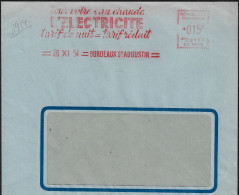 France 1954. Empreinte De Machine à Affranchir, Pour Votre Eau Chaude, L'électricité, Tarif De Nuit = Tarif Réduit - Electricity