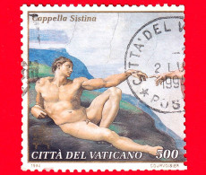 VATICANO - Usato - 1994 - Restauro Della Cappella Sistina - Creazione Dell'uomo - 500 - Used Stamps