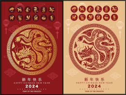 2024 Year Of The Dragon, Lunar Year, Astrology, Set Of 2v Postcards Mint (**) - Astrología