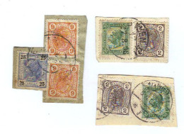 Österreich, Ca.1904, 3 Briefstücke Mit Unterschiedl. Frankaturen (2x MiNr.109+112; 102+114; 102+128) (10291E) - Gebruikt