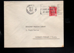 OBLITERATION MECANIQUE FLEURS DE FRANCE PARIS VIII 1950 - Postal Rates