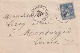 LETTRE. SAGE 15c. 14 OCT 94. AMBULANT MONTARGIS A ORLEANS. POUR MONTARGIS LOIRET - 1877-1920: Periodo Semi Moderno