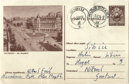 ROMANIA 1958 BUCURESTI - REPUBLICII BOULEVARD, BUILDINGS, ARCHITECTURE, STATUES, PEOPLE, CARS, POSTAL STATIONERY - Interi Postali