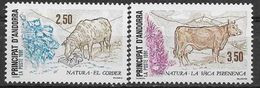 1991 ANDORRE Français 405-06** Animaux, élevage, Mouton, Vache - Unused Stamps