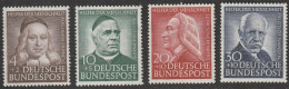 BRD: 1953, Mi. Nr. 173-76, Wohlfahrt. Helfer Der Menschheit (IV).  **/MNH - Ungebraucht