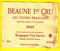 Étiquette "BEAUNE LES VIGNES FRANCHES 1er CRU 2005" (2739)_ev64 - Bourgogne