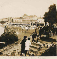 Photo Stéréoscopique 7,3x7,4cm Carte 17x8,7 Cm S.51 - 3342 BIARRITZ, Vue Vers Le Casino Municipal  Jardin Escalier - Fotos Estereoscópicas