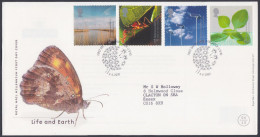 GB Great Britain 2000 FDC Life And Earth, Ant, Solar Panel, Cloud, Leaf, Insect, Pictorial Postmark, First Day Cover - Lettres & Documents