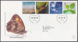 GB Great Britain 2000 FDC Life And Earth, Ant, Solar Panel, Cloud, Leaf, Insect, Pictorial Postmark, First Day Cover - Covers & Documents