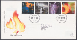 GB Great Britain 2000 FDC Fire And Light, Lightning, Train, Rail, Railway, Trains, Pictorial Postmark, First Day Cover - Cartas & Documentos