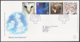 GB Great Britain 2000 FDC Above And Beyond, Owl, Cloud, Space, Stars, Seabirds, Bird Pictorial Postmark, First Day Cover - Cartas & Documentos