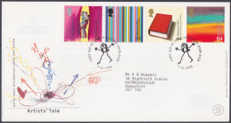 GB Great Britain 1999 FDC Artists' Tale, Art, Artist, Arts, Book, Music, Theatre, Pictorial Postmark, First Day Cover - Lettres & Documents