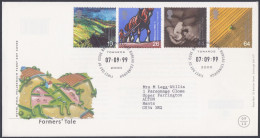 GB Great Britain 1999 FDC Farmers' Tale, Farmer, Farm, Horse, Agriculture, Farms, Pictorial Postmark, First Day Cover - Covers & Documents