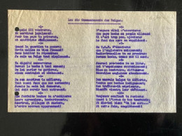 Tract Presse Clandestine Résistance Belge WWII WW2 Les Dix Commandements Des Belges (Léopold 3 Vénéreras, Et Serviras... - Documenten