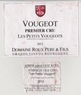 Étiquette, Contre étiquette Et Millésime " VOUGEOT 1er Cru 2012 - Les Petits Vougeot " (2866)_ev609 - Bourgogne