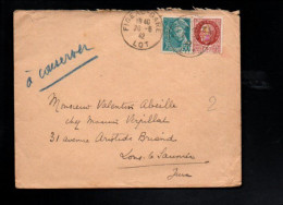 AFFRANCHISSEMENT COMPOSE SUR LETTRE DE FIGEAC GARE 1942 - Tarifas Postales