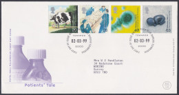 GB Great Britain 1999 FDC Patients' Tale, Cow, Medicine, Medical, Test-tube Baby, Pictorial Postmark, First Day Cover - Lettres & Documents