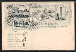 AK Offenbach A. M., Schloss Von Der Mainseite, Denkmal, Kris Di Kränk, Aussichtsturm  - Offenbach
