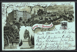 Lithographie Dortmund, Oberbergamt, Vehmlinde, Kaiser Wilhelm I.  - Dortmund