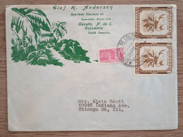 Colombia Commercial Cover Flora & Surcharge Stamps Sent To US - Colombie