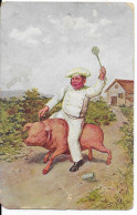 Animaux & Faune > Cochons Cuisinier à Califourchon Sur Un Cochon Illustrateur - Pigs