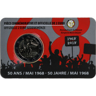 Belgique, 2 Euro, 50 Ans / Mai 1968, Coin Card, 2018, Bruxelles, Bimétallique - Belgique