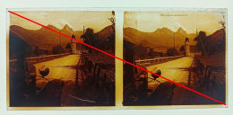 Photo Sur Plaque De Verre, Voiture, Route, Environs De Lucerne, Eglise De St Heinrich à Berkenried, Clôture, Années 1930 - Glasplaten