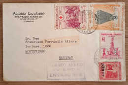 Colombia Cover , Avianca Mark , Red Cross , Barranquilla To Montevideo - Colombie