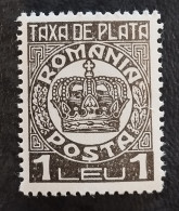 Romania Romana Rumänien - Taxa De Plata - 1932 -  1 LEU - MNH - Gebraucht