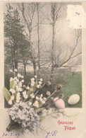 FETES ET VOEUX - Pâques -  Un Bouquet De Fleurs Et Des Oeufs - Colorisé - Carte Postale Ancienne - Pâques